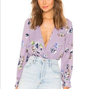 Revolve Superdown Bodysuit Lavender Flowers M